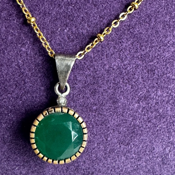 925 Sterling Silver  set of 3 vintage emerald earrings, ring & pendant - Picture 5 of 14